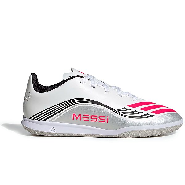 Chuteira Adidas Futsal F50 Club Messi Infantil Branco/Cinza/Preto