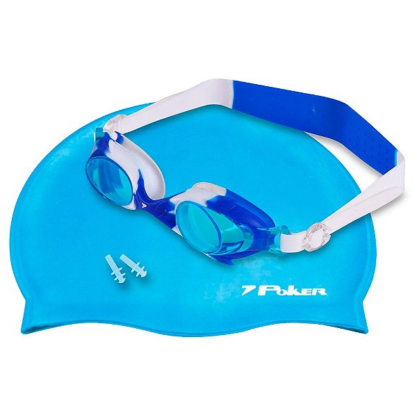 Kit Natação Orimos Poker Azul/Branco