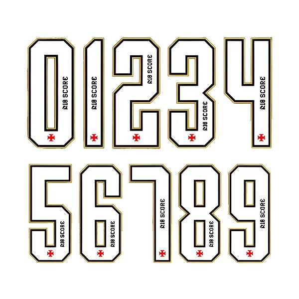 Personalização Número Vasco Jogo I Branco/Preto/Dourado/Vermelho