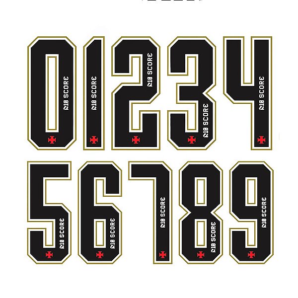 Personalização Número Vasco Jogo II Preto/Branco/Dourado/Vermelho