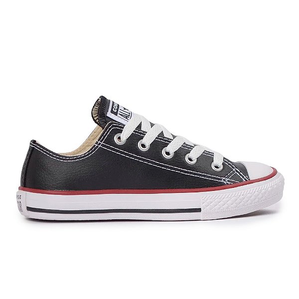Tênis Converse All Star Chuck Taylor Couro Infantil Preto/Vermelho