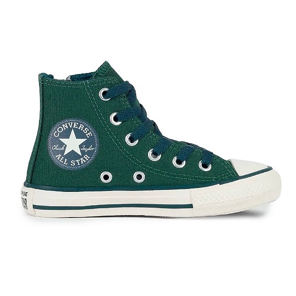 Tênis Converse All Star Chuck Taylor Cano Alto Infantil Verde/Branco