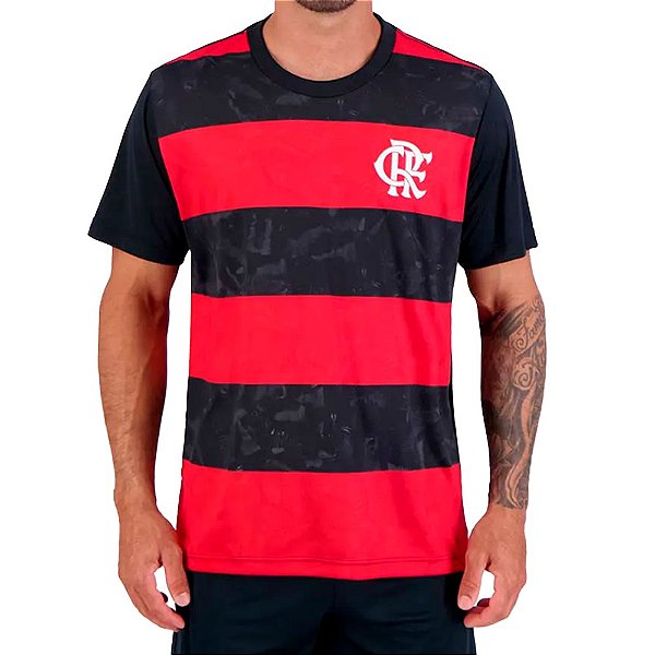 Camisa Braziline Flamengo Torcer Básica Masculina Preto/Vermelho