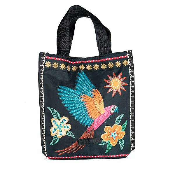 Bolsa Farm Mimo Samba das Araras Preto/Colors