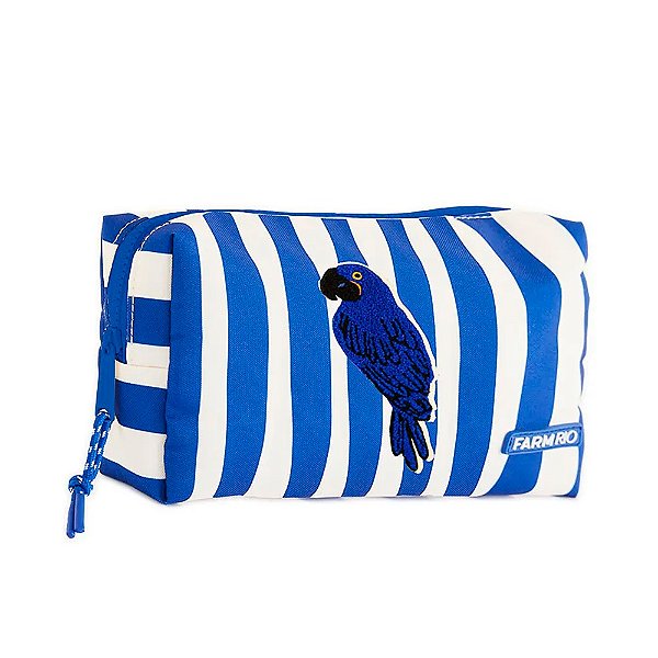 Maxi Necessaire Farm Ora Bolas G Arara Listrada Off White/Azul