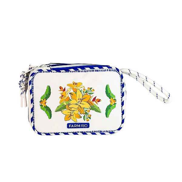 Necessaire Farm Xero Destino Tropical Off White/Azul