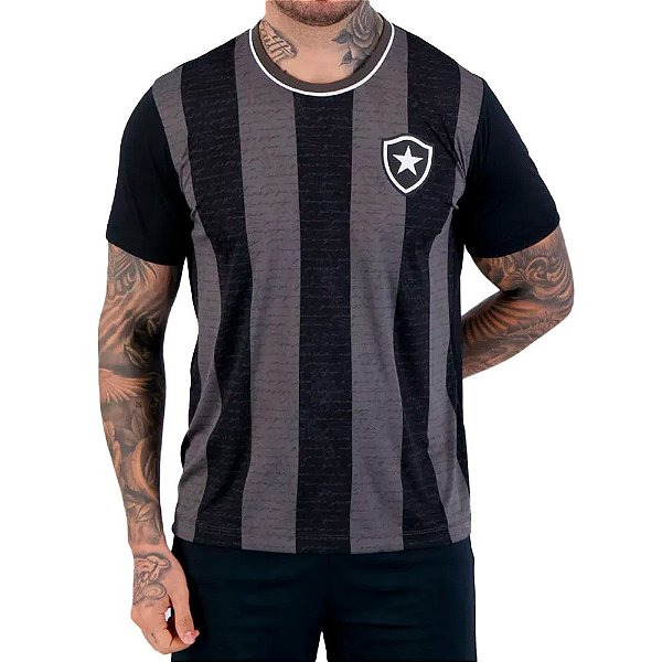 Camisa Braziline Botafogo Romper Masculina Preto Chumbo