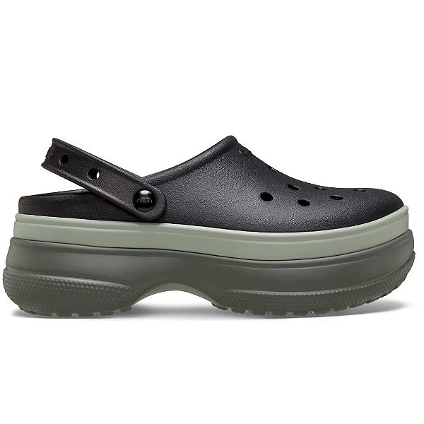 Sandália Crocs Classic Stacked Clog Feminino Preto/Cinza