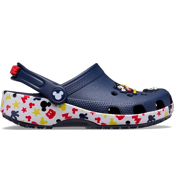 Sandália Crocs Mickey Friends Classic Infantil Marinho, Branco