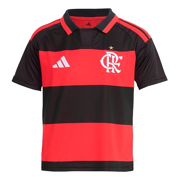 Camisa Adidas CR Flamengo Infantil 26 I Preto, Vermelho