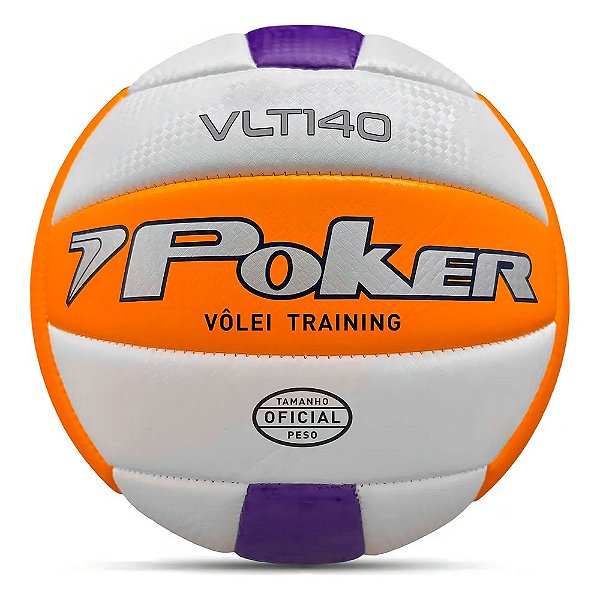 Bola Poker Vôlei VLT140 Branco, Laranja e Roxo