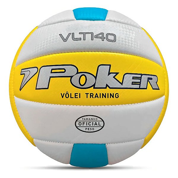 Bola Poker Vôlei VLT140 Branco, Amarelo e Azul