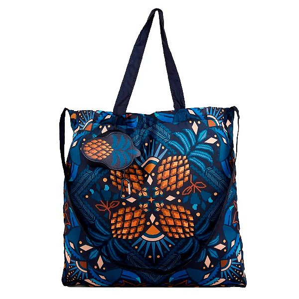 Bolsinha Farm Me Leva Lenço Magia Tropical Marinho