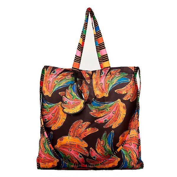 Bolsinha Farm Me Leva Max Arara Banana Patch Preto Colors