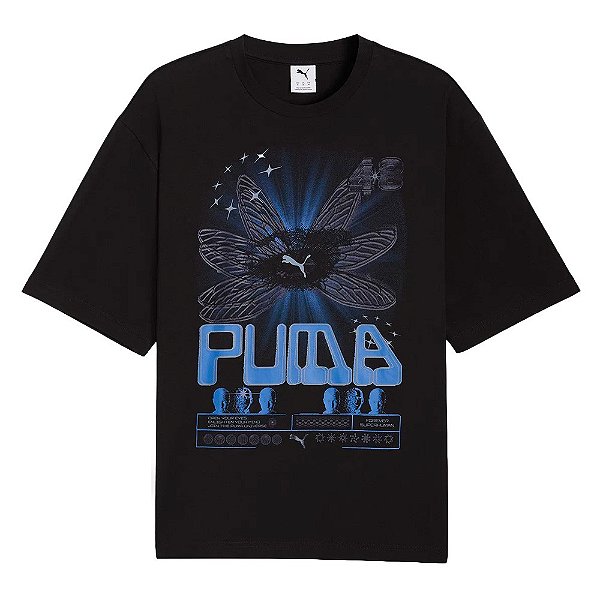 Camisa Puma Graphic Tee Preto e Azul