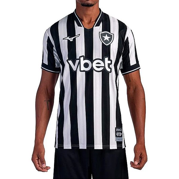 Camisa Mizuno Botafogo I 26/27 Masculino Branco e Preto