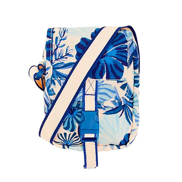 Bolsa Farm Fervo Hibisco do Mar Off White e Azul