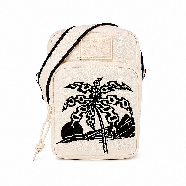 Bolsa Farm Gema Coconut Tree Carioca Off White e Preta