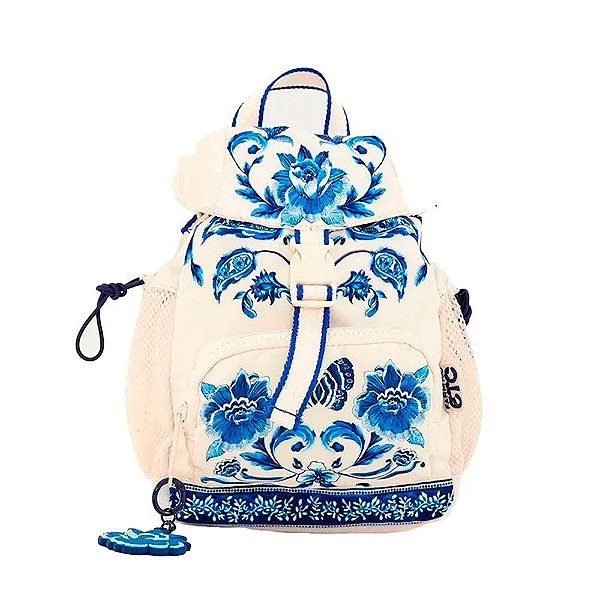 Bolsa Farm Pipoquinha Porcelain Off White e Azul