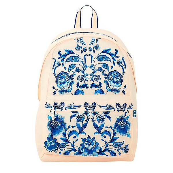 Mini Mochila Farm Borogodó Porcelain Off White e Azul
