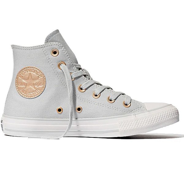 Tênis Converse All Star Chuck Taylor Cano Alto Cinza e Amêndoa