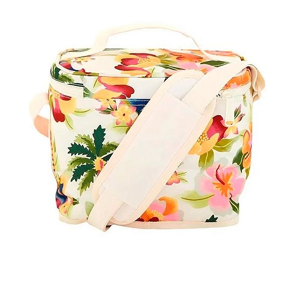 Mini Cooler Farm Farofa Floral Havaiano Off White