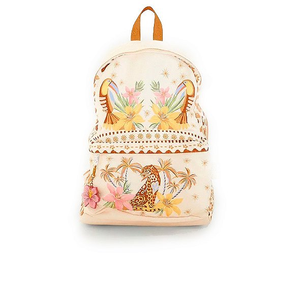 Mochila Farm Xodó Onça dos Trópicos Off White