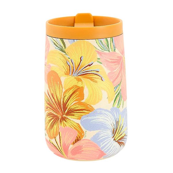 Copo Farm Que Sede 450ml Floral Bahia Bege e Floral