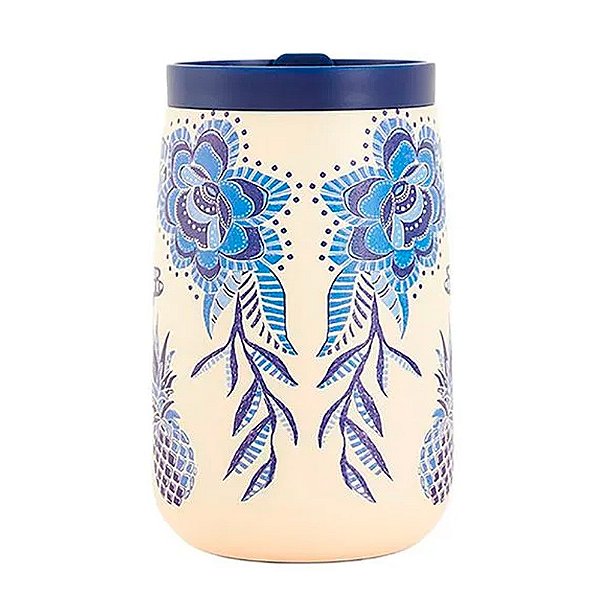 Copo Farm Que Sede 450ml Tropical ETC Off White e Azul