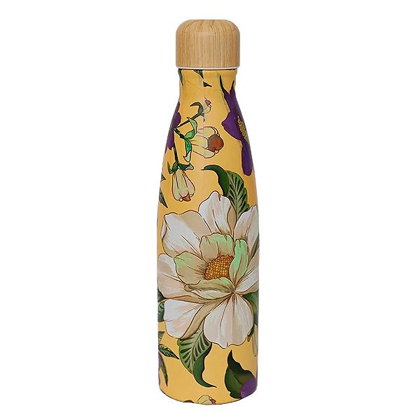 Garrafa Farm Glub Glub Pássaro em Flor 500ml Amarelo Floral