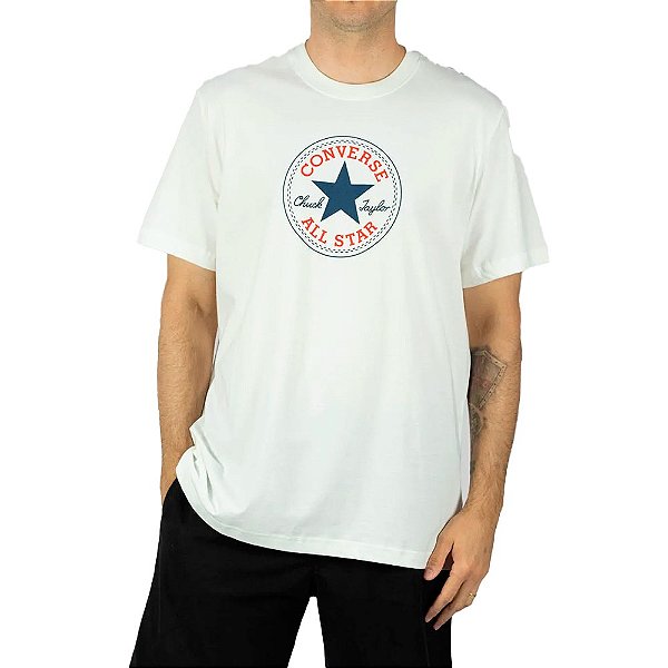 Camisa Converse Go-To All Star Standard Masculino Branco Azul Vermelho