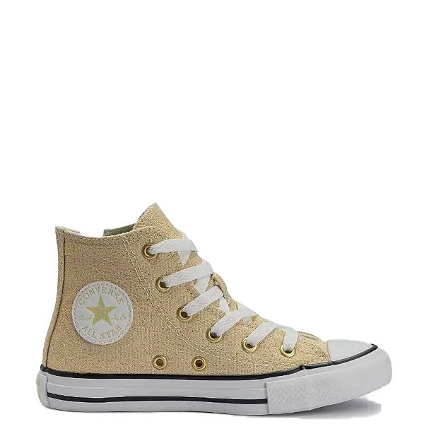 Tênis Converse All Star Chuck Taylor Side Zip Infantil Amendoa Ouro