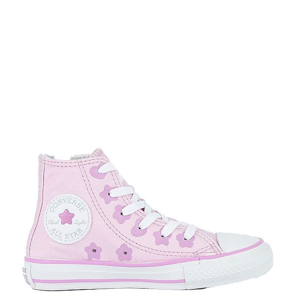 Tênis Converse All Star Chuck Taylor Hi Seasonal Infantil Lilás Branco