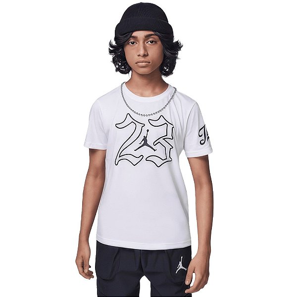Camisa Jordan MVP Jumpman 23 Infantil Branco Preto