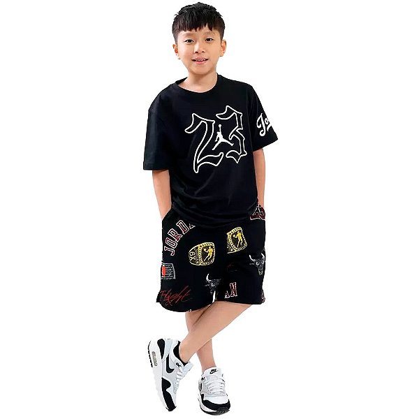 Camisa Jordan MVP Jumpman 23 Infantil Preto Branco