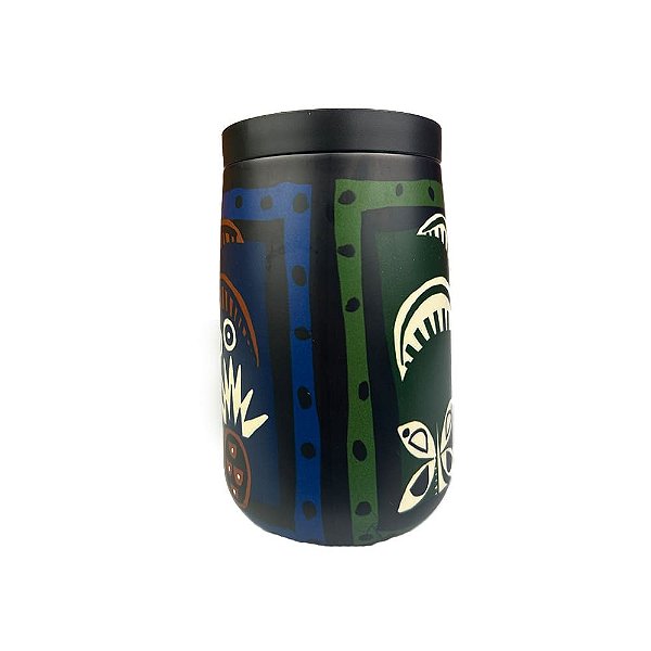 Copo Farm Térmico Sede Gráfico Tropical 450ML Preto Azul Verde