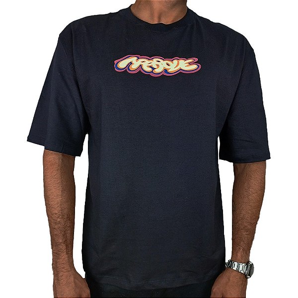 Camisa Approve Oversized Blur Dog Masculina Preto Rosa Azul