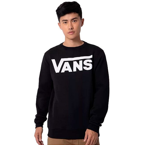 Casaco Moletom Vans Classic Crew II Masculino Preto Branco