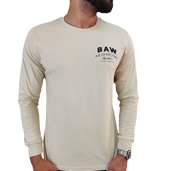 Camisa Baw Mushroom Hunters Manga Longa Masculina Bege Preto