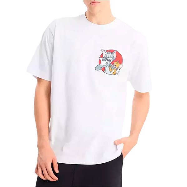 Camisa Baw Regular Brother Tom & Jerry Masculina Branco Colors