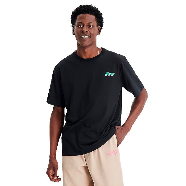 Camisa Baw Regular Logo Retro Masculina Preto Verde
