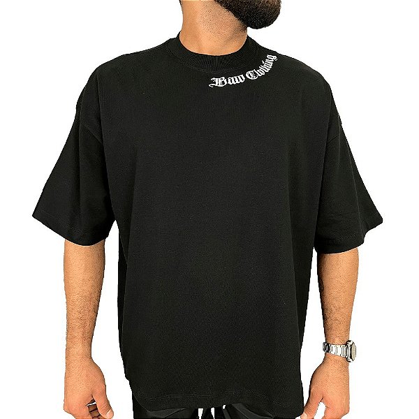 Camisa Baw Oversized Gothic Masculina Preto Branco