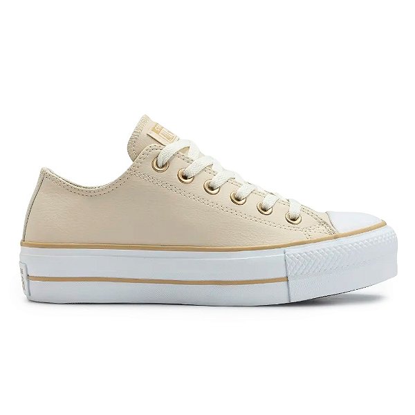 Tênis Converse All Star Chuck Taylor Couro Bege