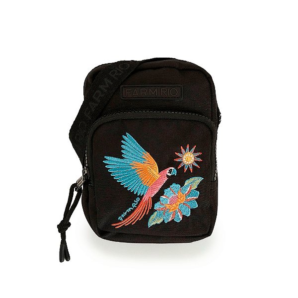 Bolsa Farm Da Gema Samba das Araras Preto/Azul/Laranja