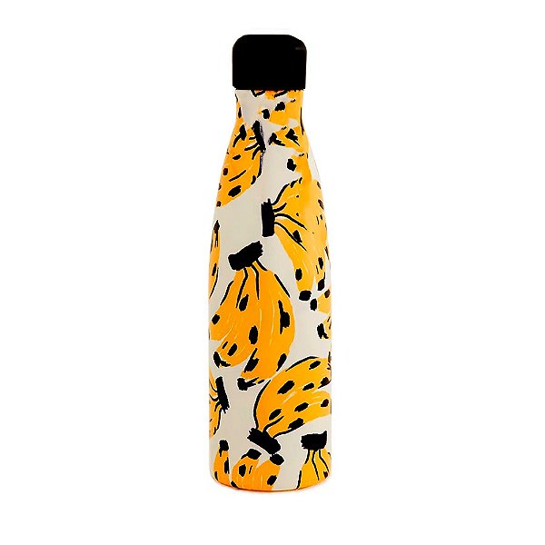 Garrafa Farm Glub Glub 500ml Bossa Banana Off White e Amarelo