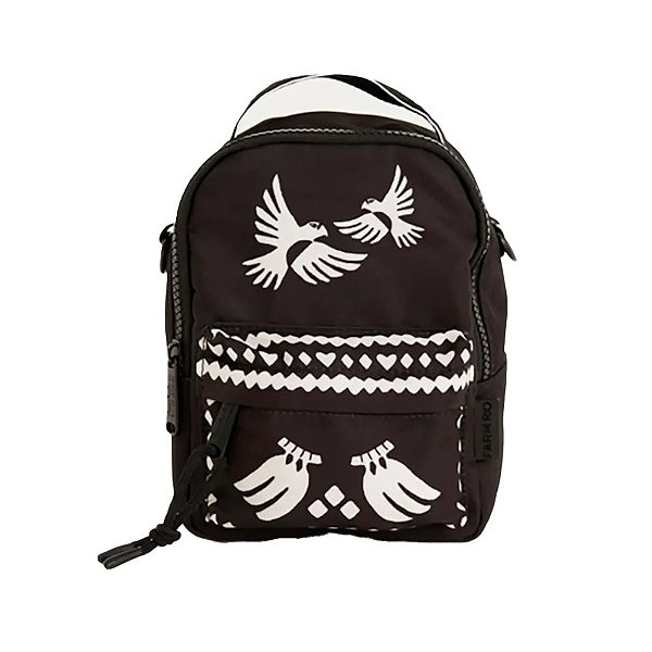 Mini Mochila Farm Borogodó Lenço Dia e Noite Preto/Branco