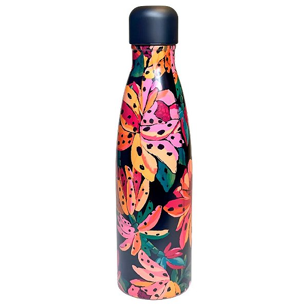 Garrafa Farm Glub Glub 1L Flor de Banana Preto/Floral