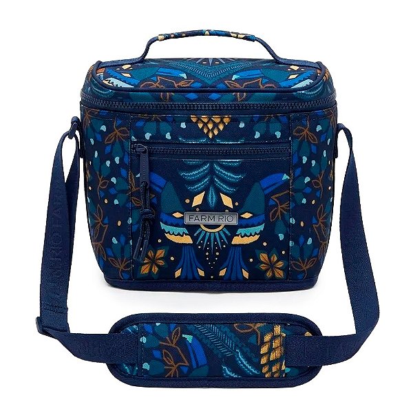 Mini Cooler Farm Farofa Lenço Magia Azul e Amarelo