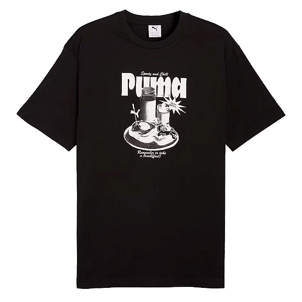 Camisa Puma Graphic Tee Preto e Branco