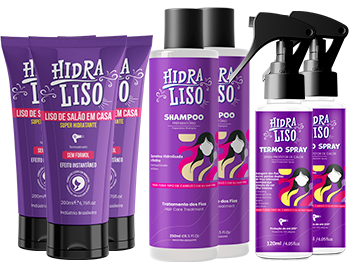 Hidraliso – Leve 3 Hidraliso + 2 Shampoo + 2 Termo Spray | Alisamento Sem Formol